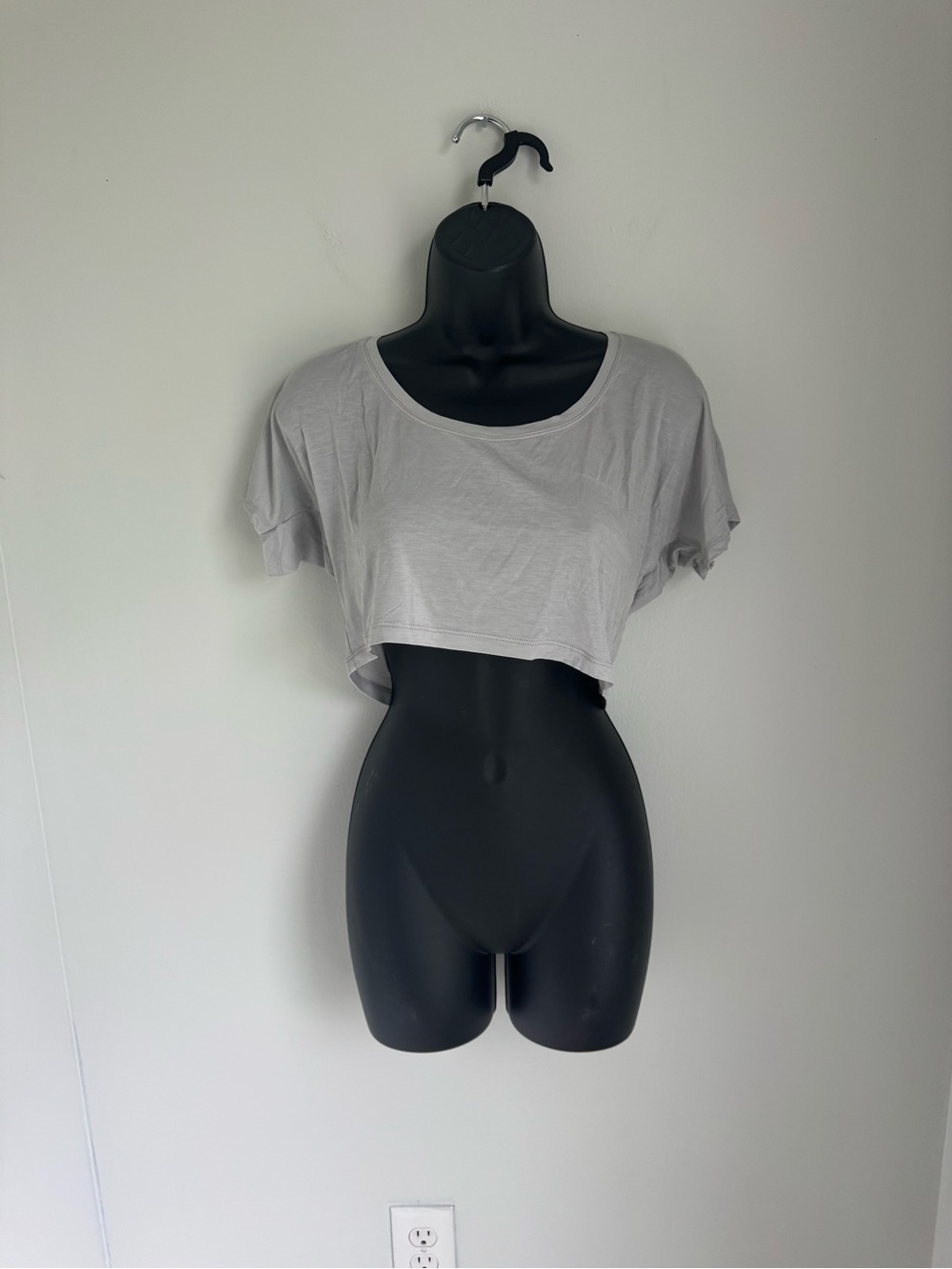 Zara Light Gray Ultra Crop Tee Size L
